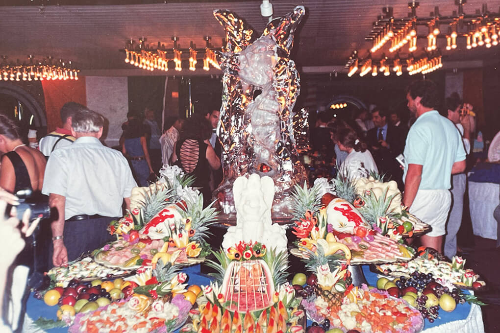 legacy cruise buffet with ice carving